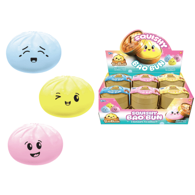Coloured Squishy Bao Bun In Dumpling Case - 3 Assorted Colours