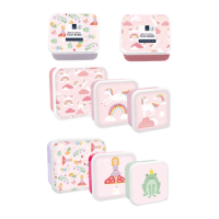 Girls Printed Food Boxes 3 Pack Unicorns & Fairies