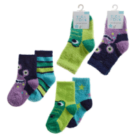 Baby Boys 2 Pack Monster Design Cosy Socks