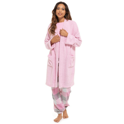 Ladies Textured Longline Edge To Edge Lounge Cardigan