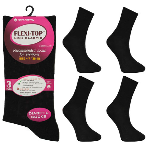 Ladies Flexi-Top Socks Black