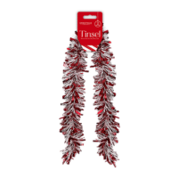 Red And White Christmas Tinsel 2m