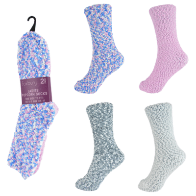 Ladies Popcorn Socks 2 Pack