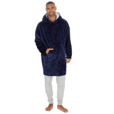 Mens Gaming Embossed Oversized Snuggle Hoodie - Navy