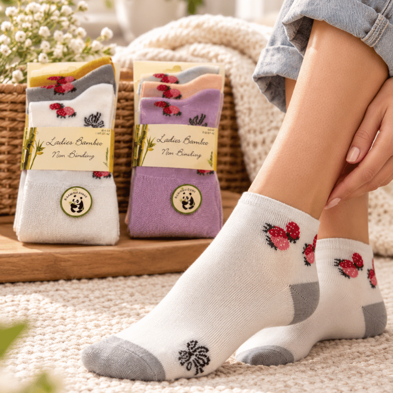 Ladies Bamboo Non Elastic - Non Binding Socks - Flamingo