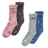 Ladies 2 Pack Chenille Turn Over Top Cosy Socks