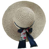 Ladies Wide Brim Hat With Ribbon Tie