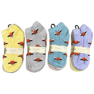 Ladies Bamboo Trainer Socks 3 Pack Cow Collection