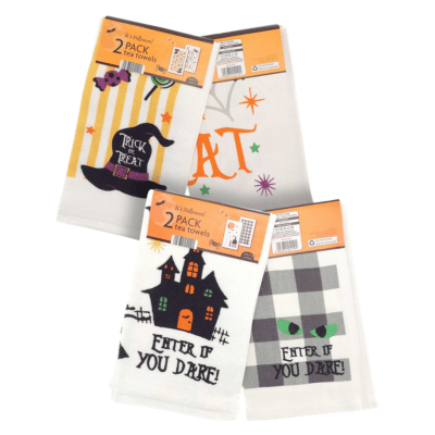 Halloween Design 100% Cotton 2 Pack Velour Tea Towels