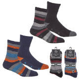 Mens 2 Pack Stripe Cosy Socks With Grippers