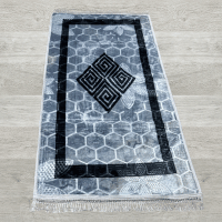 Greek Style Rug Runner Grey with Black Design