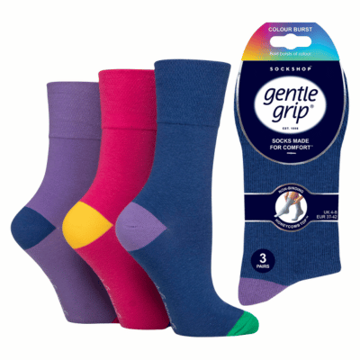Ladies Gentle Grip Socks Hybrid Pink/Lilac/Dusk Blue