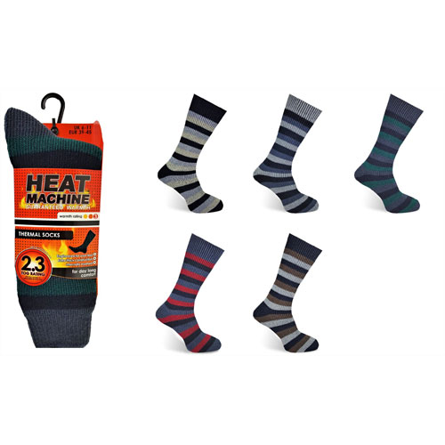 Mens Heat Machine Thermal Socks Stripes