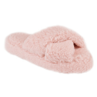 Ladies Super Fluffy Crossover Slider Pink