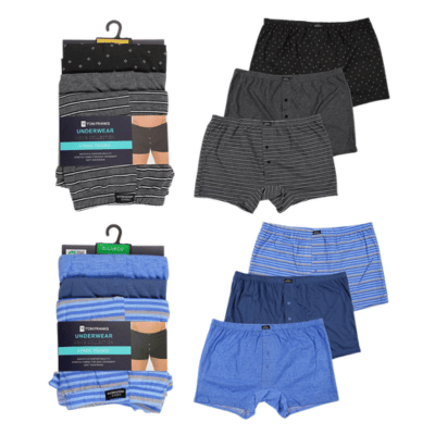 Mens 3 Pack Printed Trunks Blue/Grey