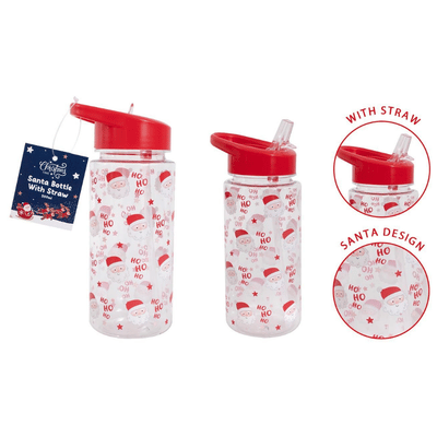 Santa Bottle With Straw 500ml