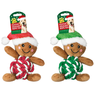 Gingerbread Man Rope Plush Dog Toy