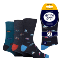 Mens Gentle Grip Socks Fun Feet Vehicle