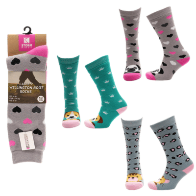 Ladies 1 Pack Novelty Wellington Boot Socks
