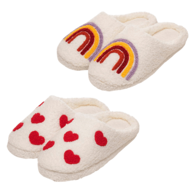 Ladies Heart & Rainbow Mule Slipper