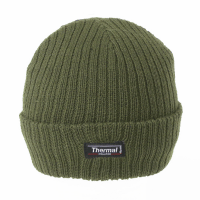Adults Unisex Olive Ribbed Thermal Ski Hat