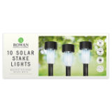 10 Solar Black Stake Lights Bright White