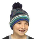 Kids Dino Print Jacquard Hat With Bobble