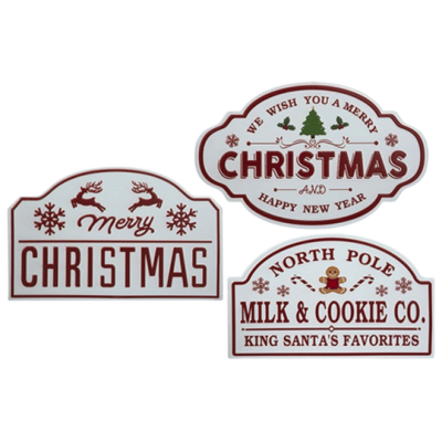 Large Red & White Christmas Signs