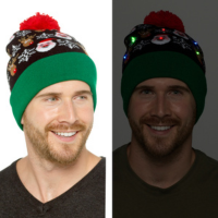 Adults Christmas Hat With LED Light & PomPom