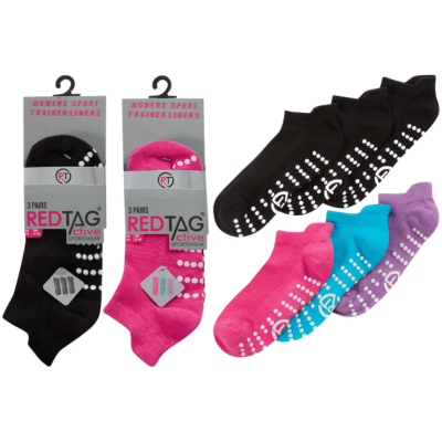 Ladies Gripper Sole Sport Trainer Socks Plain/Pastel