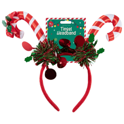 Candy Cane Tinsel Headband