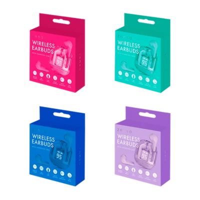 Coloured Wireless Earbuds with Digital Screen Charging Case