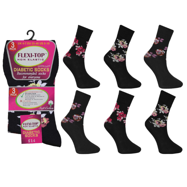 Ladies Daisy Design Flexi-Top Socks
