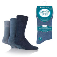 Mens Big Foot Gentle Grip Socks Blue