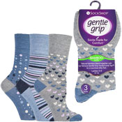 Ladies Bamboo HoneyComb Gentle Grip Socks Hearts/Dots