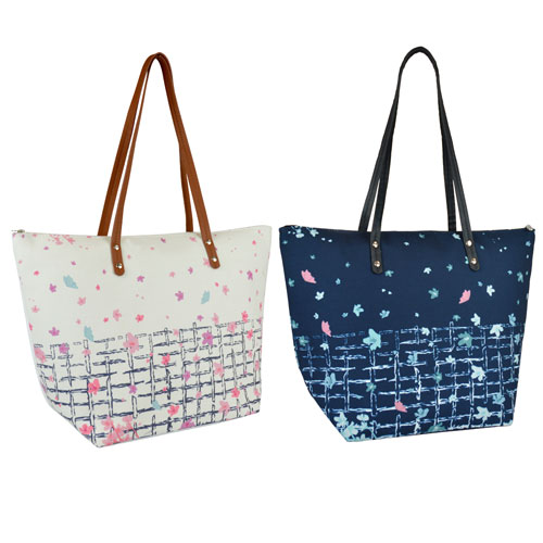 Floral Stripe Poly Canvas Beach Bag Wholesale Bags Wholesale Beach Bags A&K Hosiery
