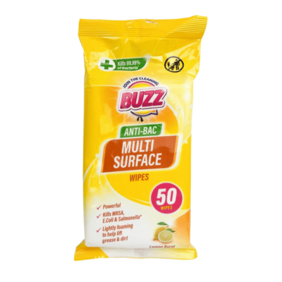Buzz Multi Surface Anti-Bac Wipes 50 Pack Lemon