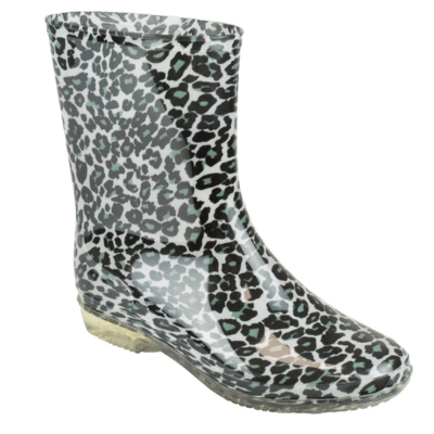 Ladies Leopard Print PVC Ankle Wellington