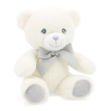 20cm Keeleco Baby White And Grey Bear With Ribbon