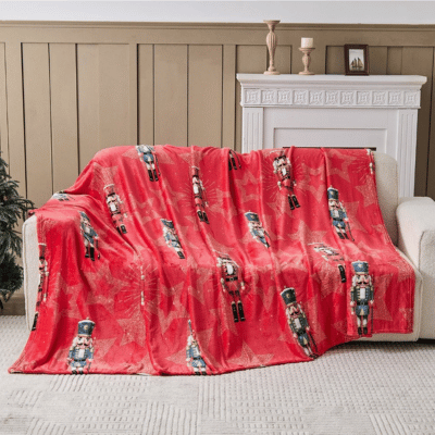 Christmas Design Flannel Throw - Nutcracker Pum Pum 230x230cm