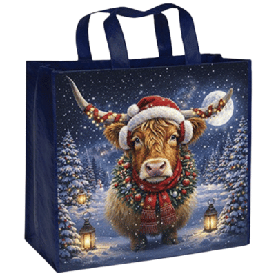 Christmas Highland Cow Shopping Bag