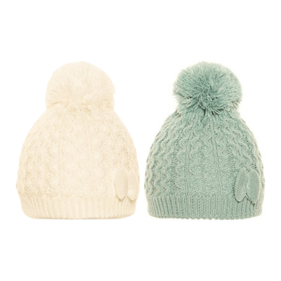 Babies Knitted Bobble Hat With Inside Lining