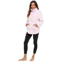 Ladies Sherpa Fleece Zip up Top Pink