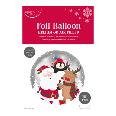 18" Santa & Pals Foil Christmas Balloon
