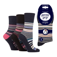 Ladies Gentle Grip Whimsy Stripes Socks