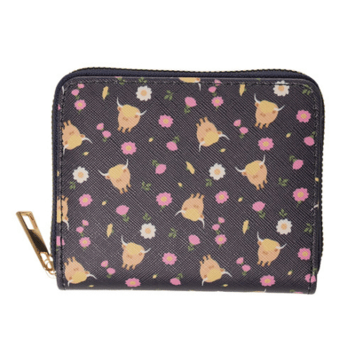 Ladies Small Highland Cow Print Coin Purse