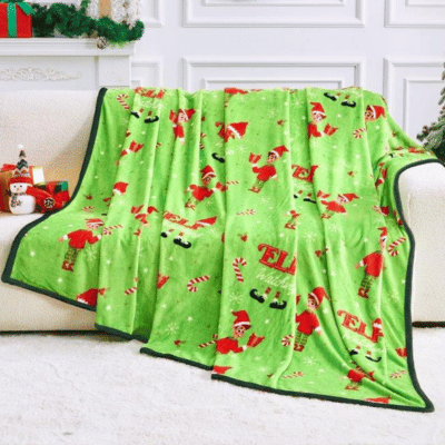Christmas Flannel Luxury Sherpa Throw - Elves 150x230cm