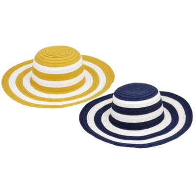Ladies Wide Brim Hat With Coloured Band