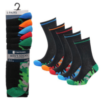 Mens 5 Pack Camo Footbed Design Socks