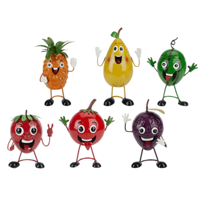 Wobbly Metal Fruit Garden Ornaments - 6 Assorted